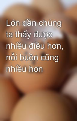 Lớn dần chúng ta thấy được nhiều điều hơn, nỗi buồn cũng nhiều hơn